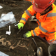Archeologist at Bedlam burial ground.
